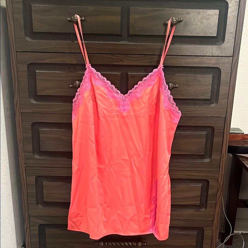 Victoria’s Secret Orange and Pink Lace Trim Chemise